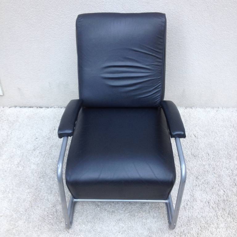 Gilbert Rhode Leather Club Chair In Excellent Condition In Westport, CT