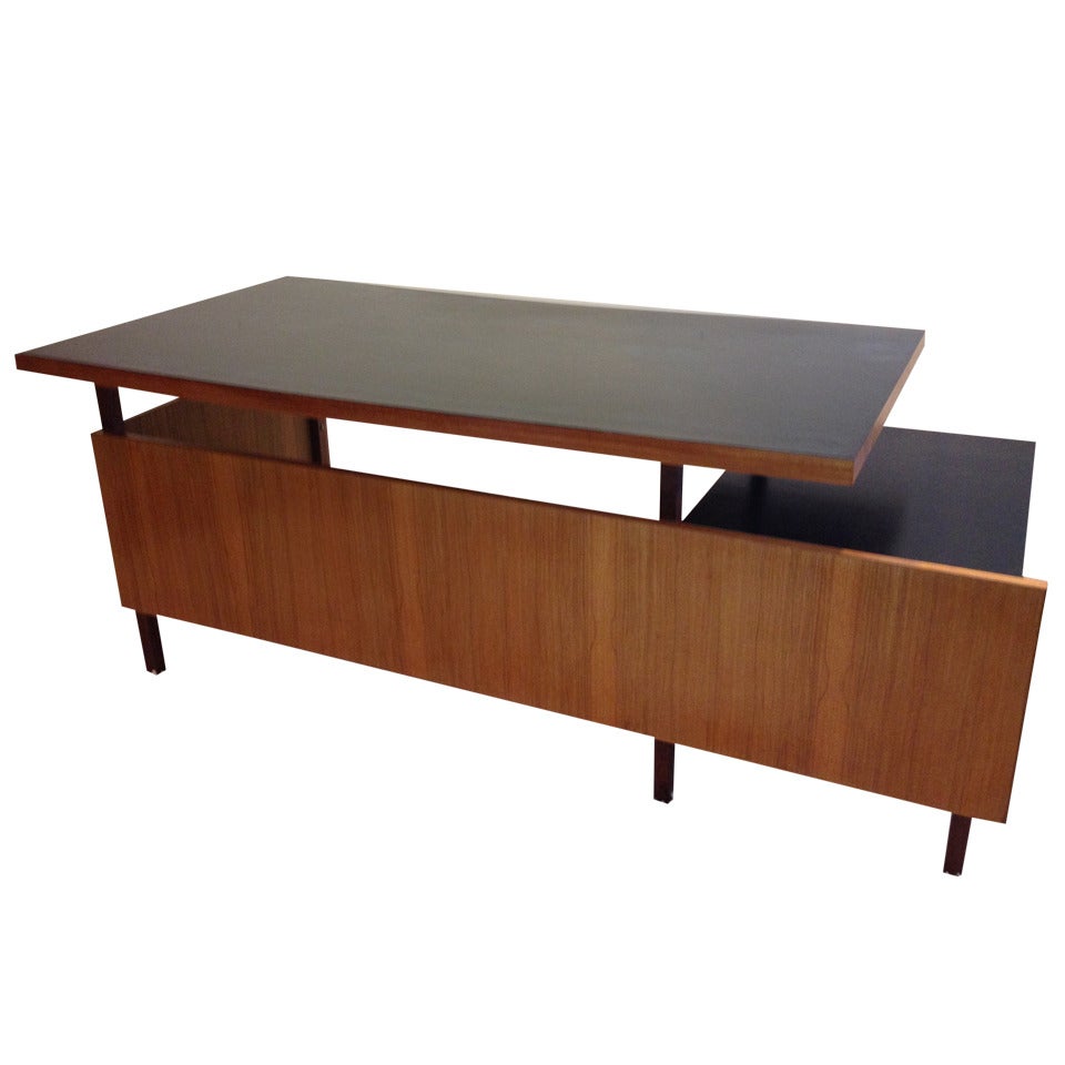 Milo Baughman Large Multi Level Modernist Desk / Black Top