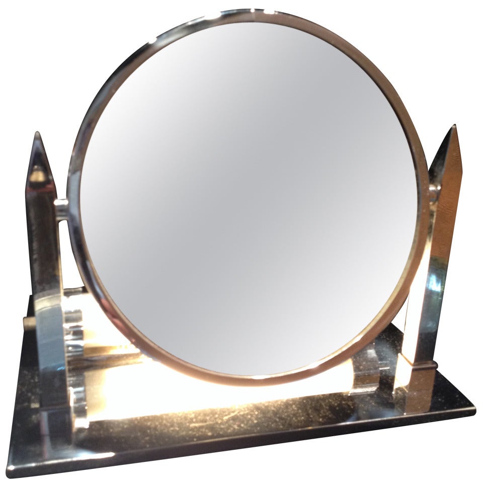 Art Deco Lighted Magnifying Mirror