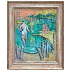 Vintage George Schwacha "New Jersey Bathers" Painting