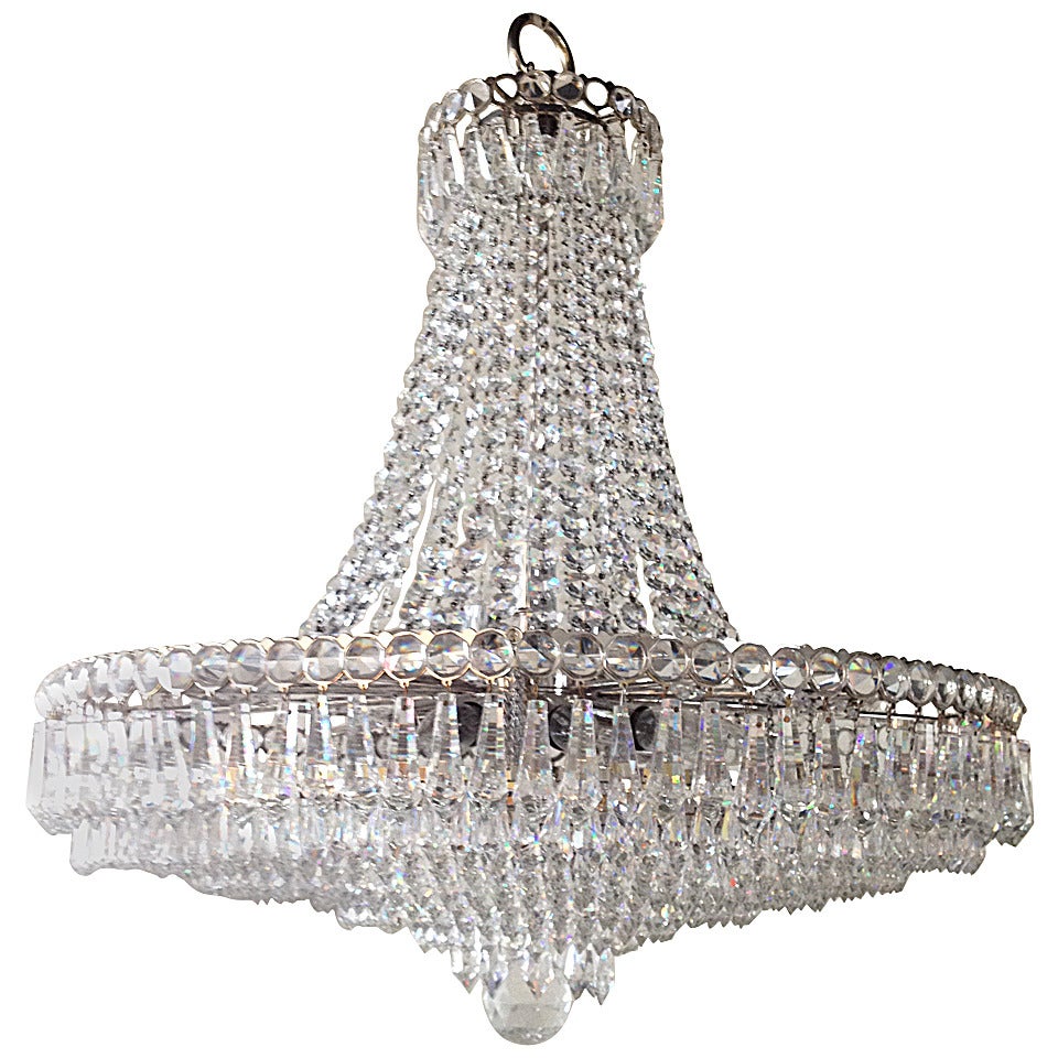 Strauss Waterfall Crystal Hollywood Regency Chandelier