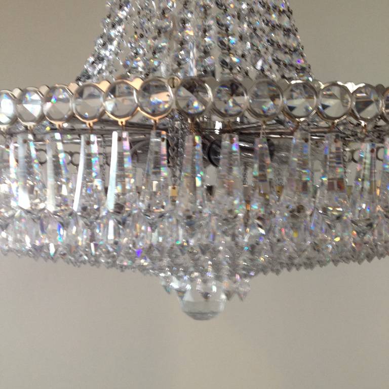 Austrian Strauss Waterfall Crystal Hollywood Regency Chandelier