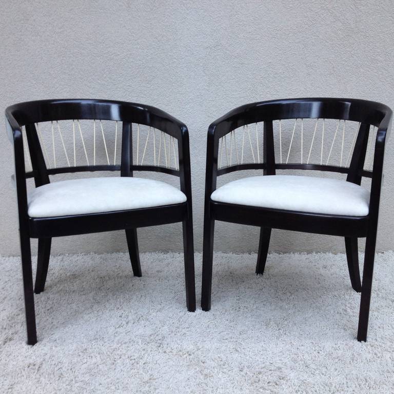 Fabric Pair of Edward Wormley Chairs For Sale