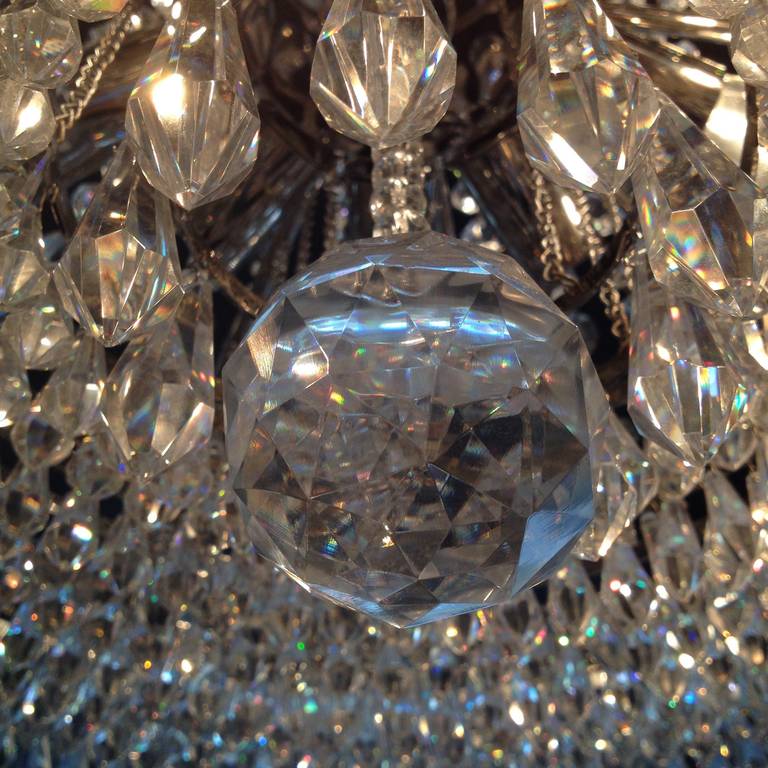 Strauss Waterfall Crystal Hollywood Regency Chandelier In Excellent Condition In Westport, CT