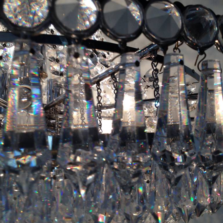 Strauss Waterfall Crystal Hollywood Regency Chandelier 1