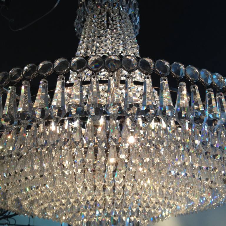 Strauss Waterfall Crystal Hollywood Regency Chandelier 2