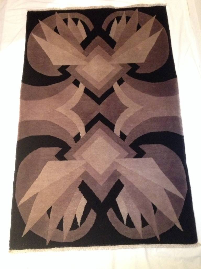 Rare Art Deco Geometric Handmade Wool Rug at 1stDibs art deco rugs