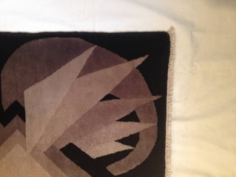 Mid-20th Century Rare Art Deco  Geometric Handmade Wool Rug