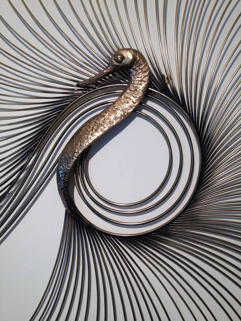 Mid-Century Modern Curtis Jere Large Swan Wall Sculpture