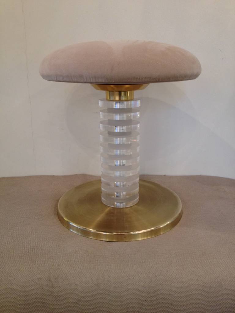 American Design for Leisure Lucite Brass Vanity Stool, 1990