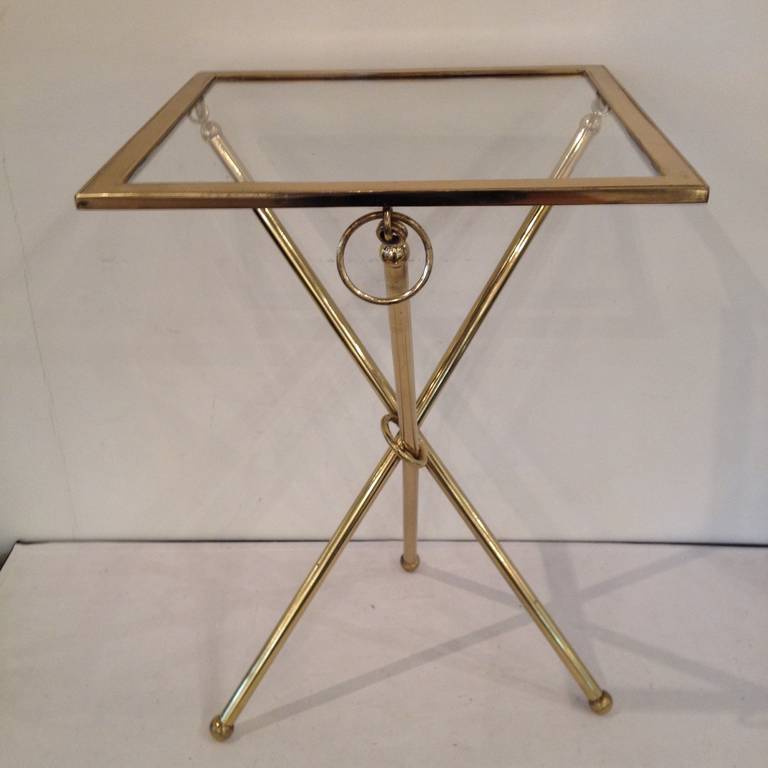 American Chapman Petite Hollywood Regency Brass Glass folding table