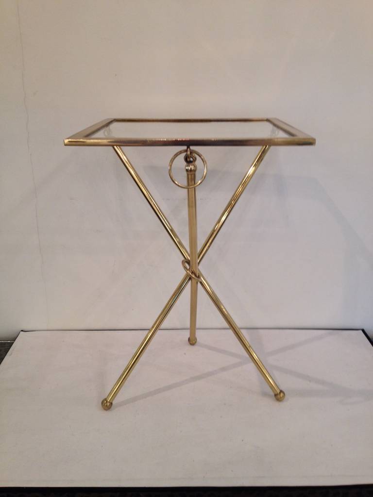 Chapman Petite Hollywood Regency Brass Glass folding table 1
