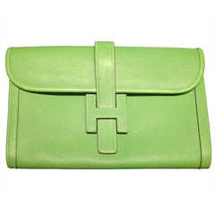 Hermes  Rare Jige  Anis Green Clutch Authentic