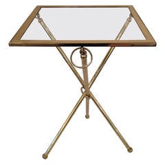 Chapman Petite Hollywood Regency Brass Glass folding table