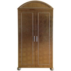 Retro Hollywood Regency Gold and Silver Leaf Cabinet
