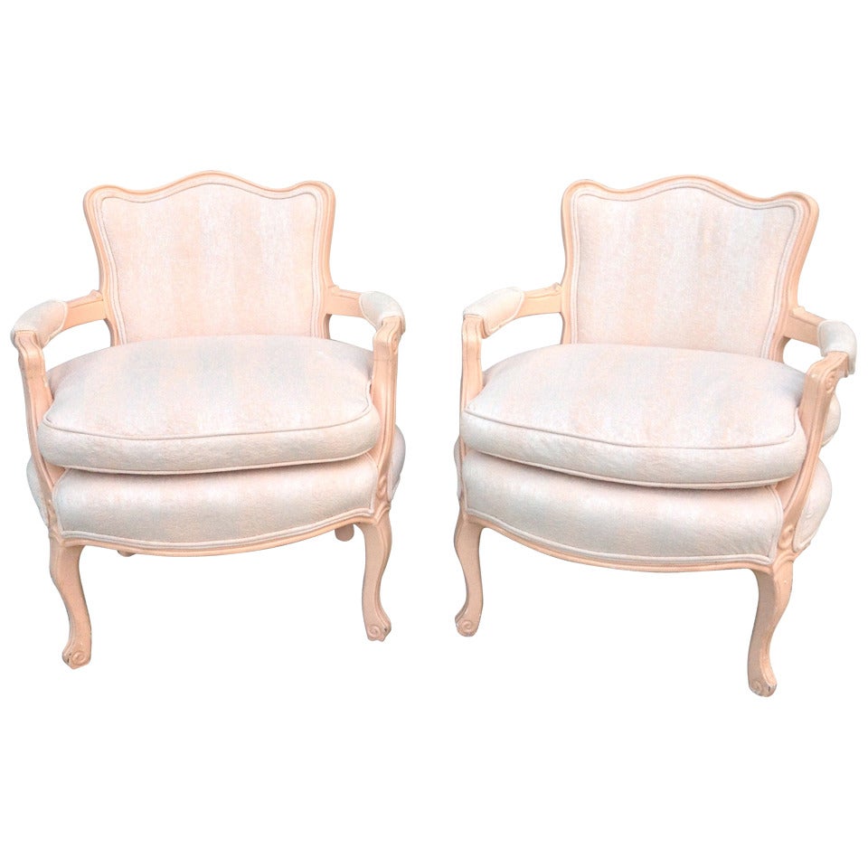 Pair petite Fauteuil Louis XV Chairs For Sale