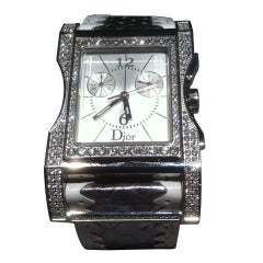 Christian Dior Diamond Encrusted  Chronograph Wristwatch