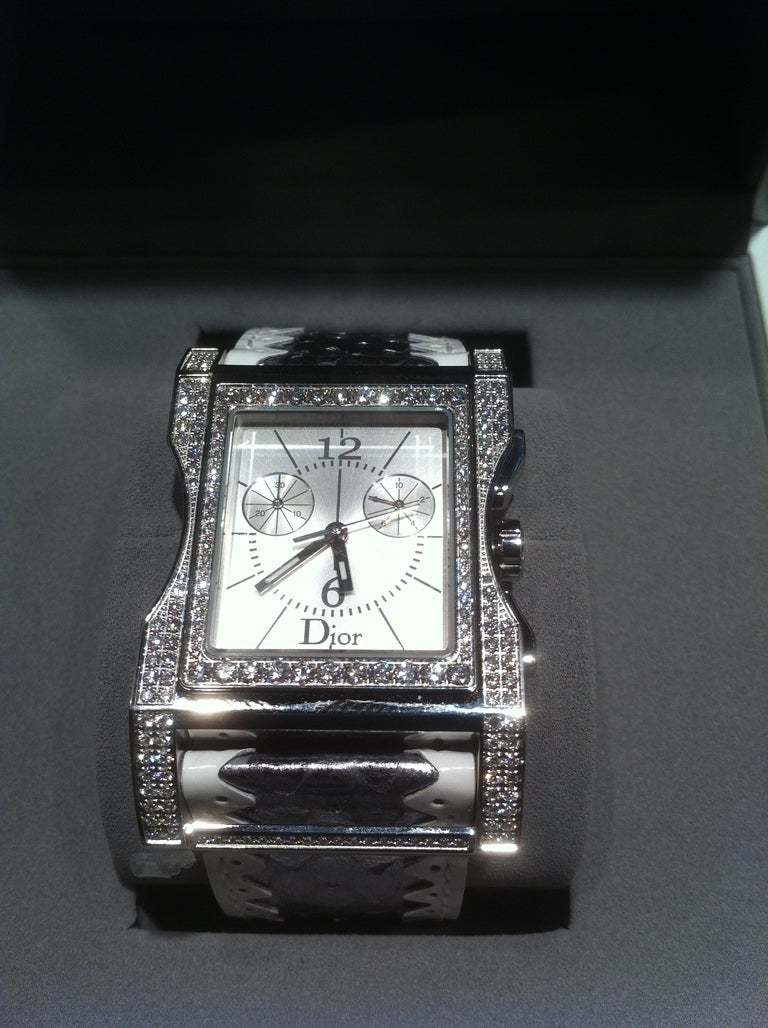 Christian Dior Diamond Encrusted  Chronograph Wristwatch