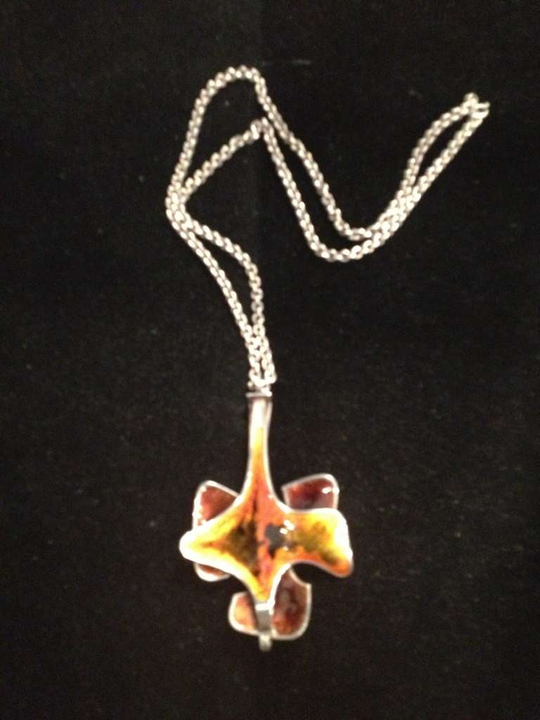 Danish Davis Anderson Enameled Sterling Modernist Neclace For Sale