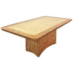 Maitland Smith Fossil Stone Bronze Inlaid Dining Table 4