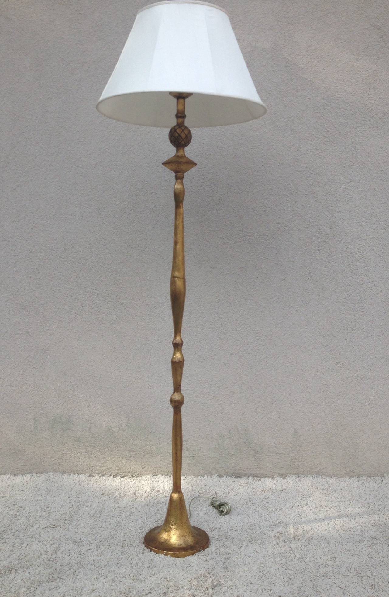 Giacometti style bronze gilt cast standing lamp, top quality very heavy.