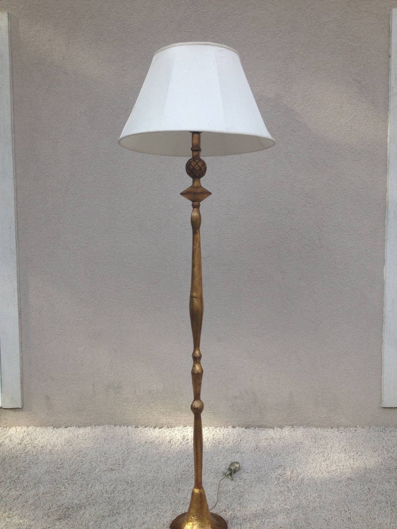 American Bronze Gilt Giacometti Style Standing Lamp
