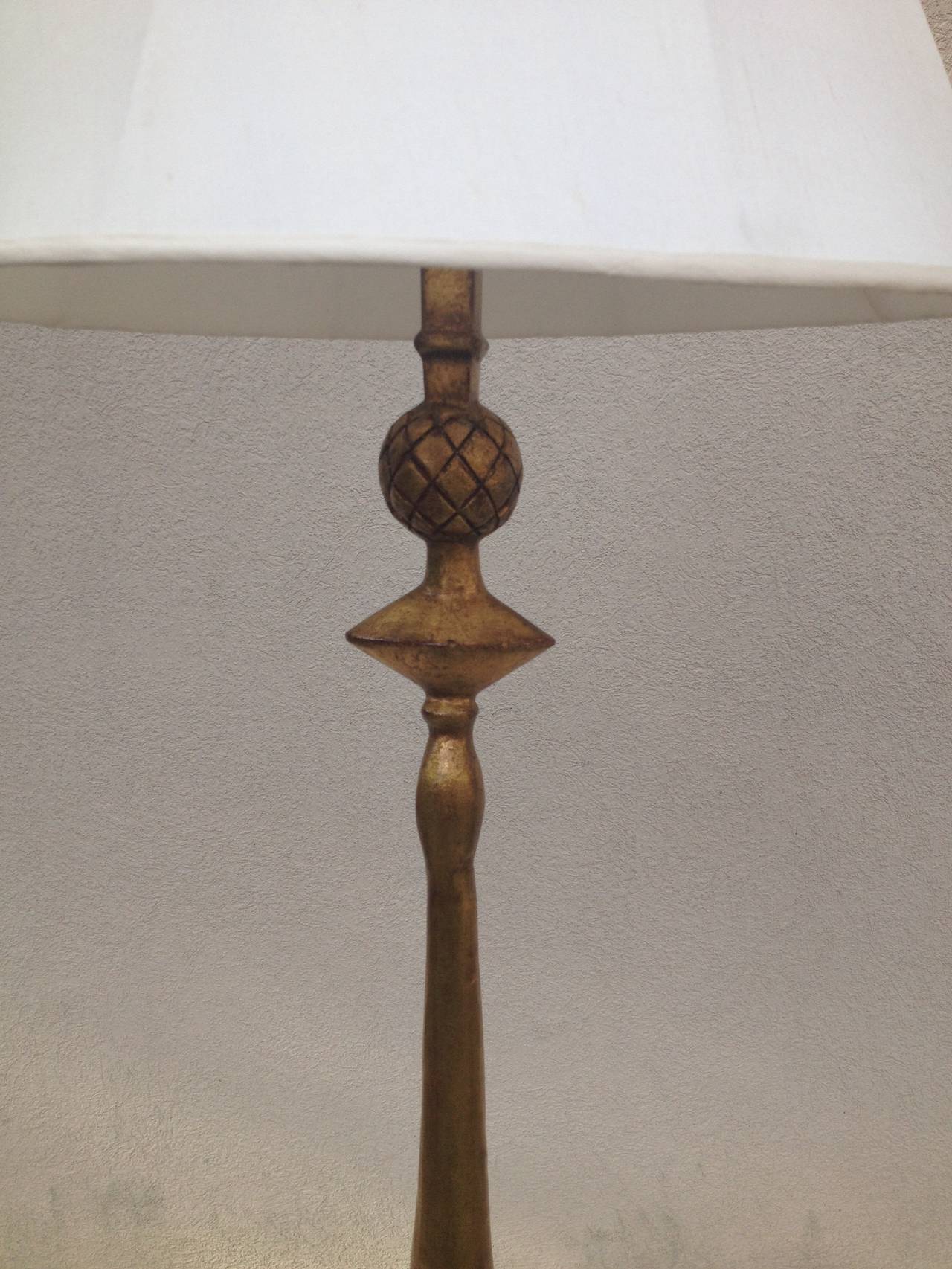 Late 20th Century Bronze Gilt Giacometti Style Standing Lamp