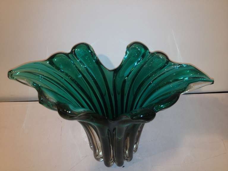 Italian Murano 50's attributed  Alfredo Barbini Fluted Vase