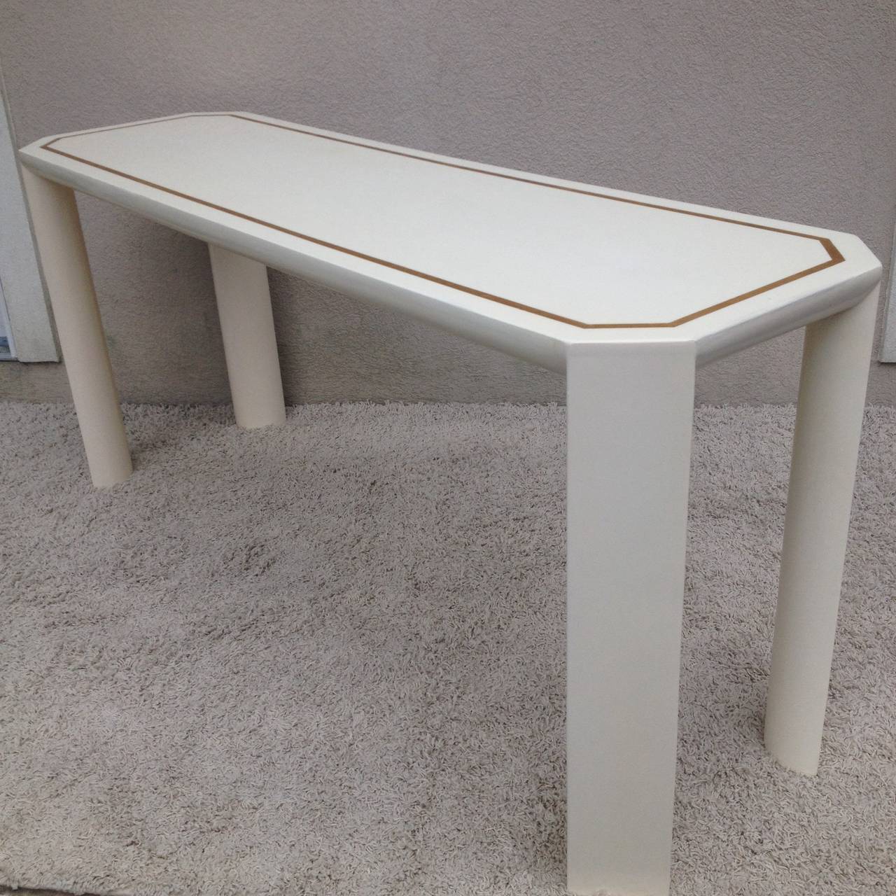 Springer Style Lacquer Gold Leaf Border Console or Sofa Table