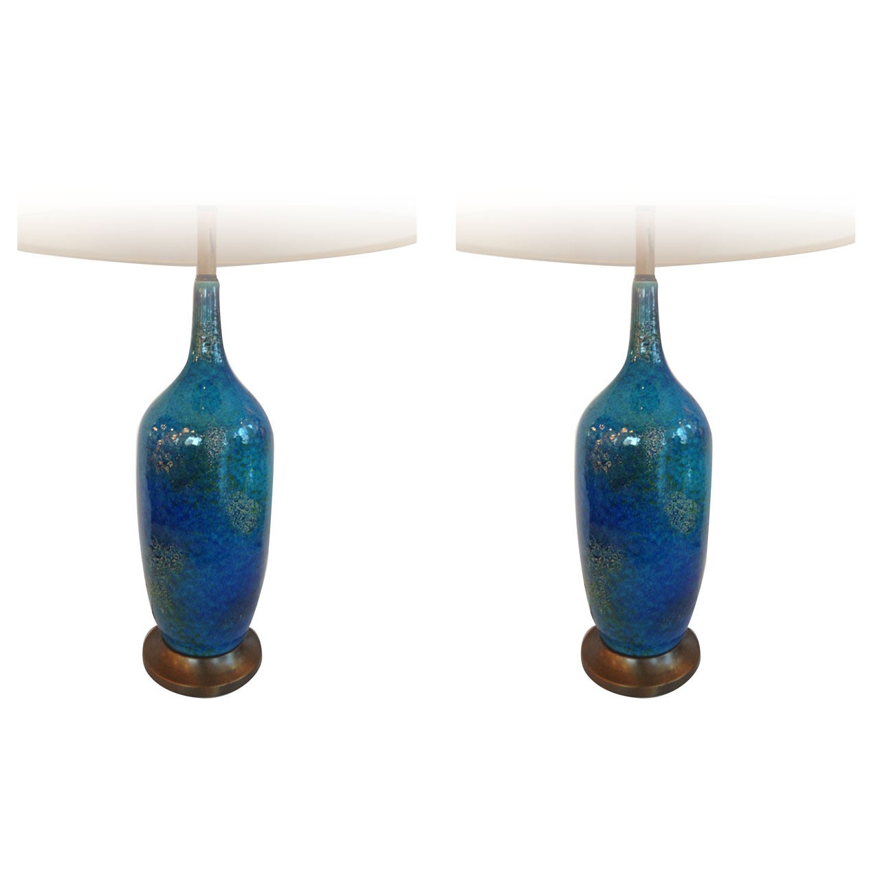 Pair Tall Ceramic Lamps Attributed Guido Gambone