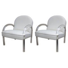 Pair of Charles Hollis Jones Lucite Club Chairs