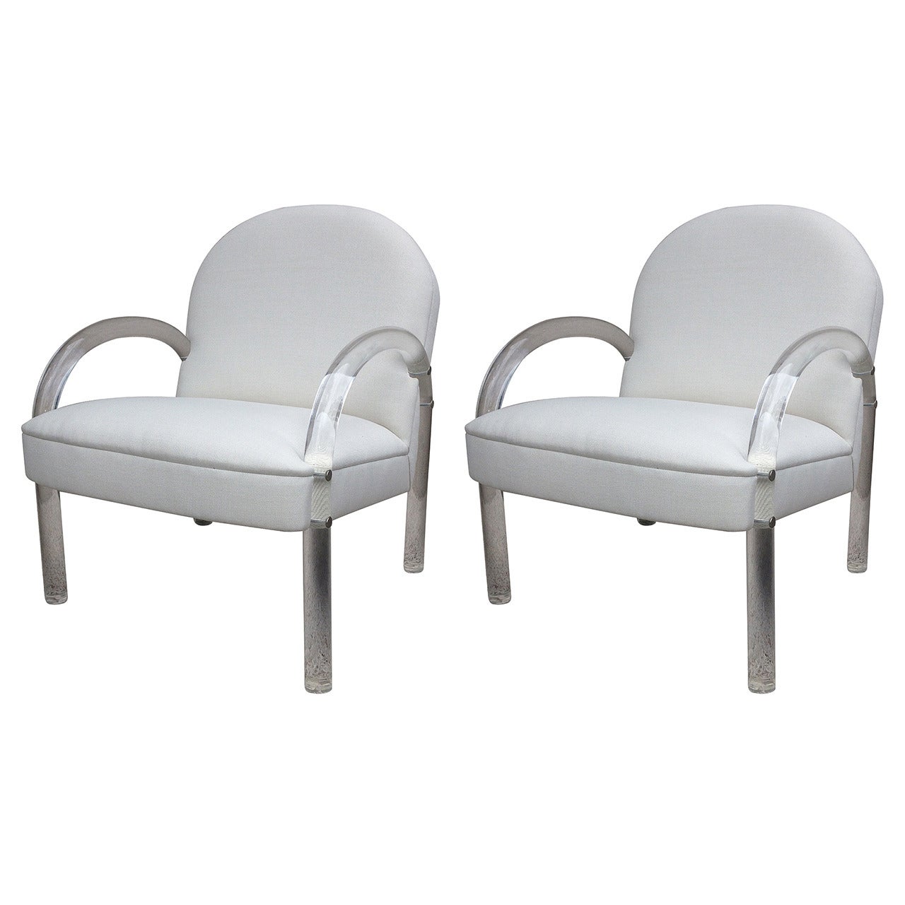 Pair of Charles Hollis Jones Lucite Club Chairs For Sale