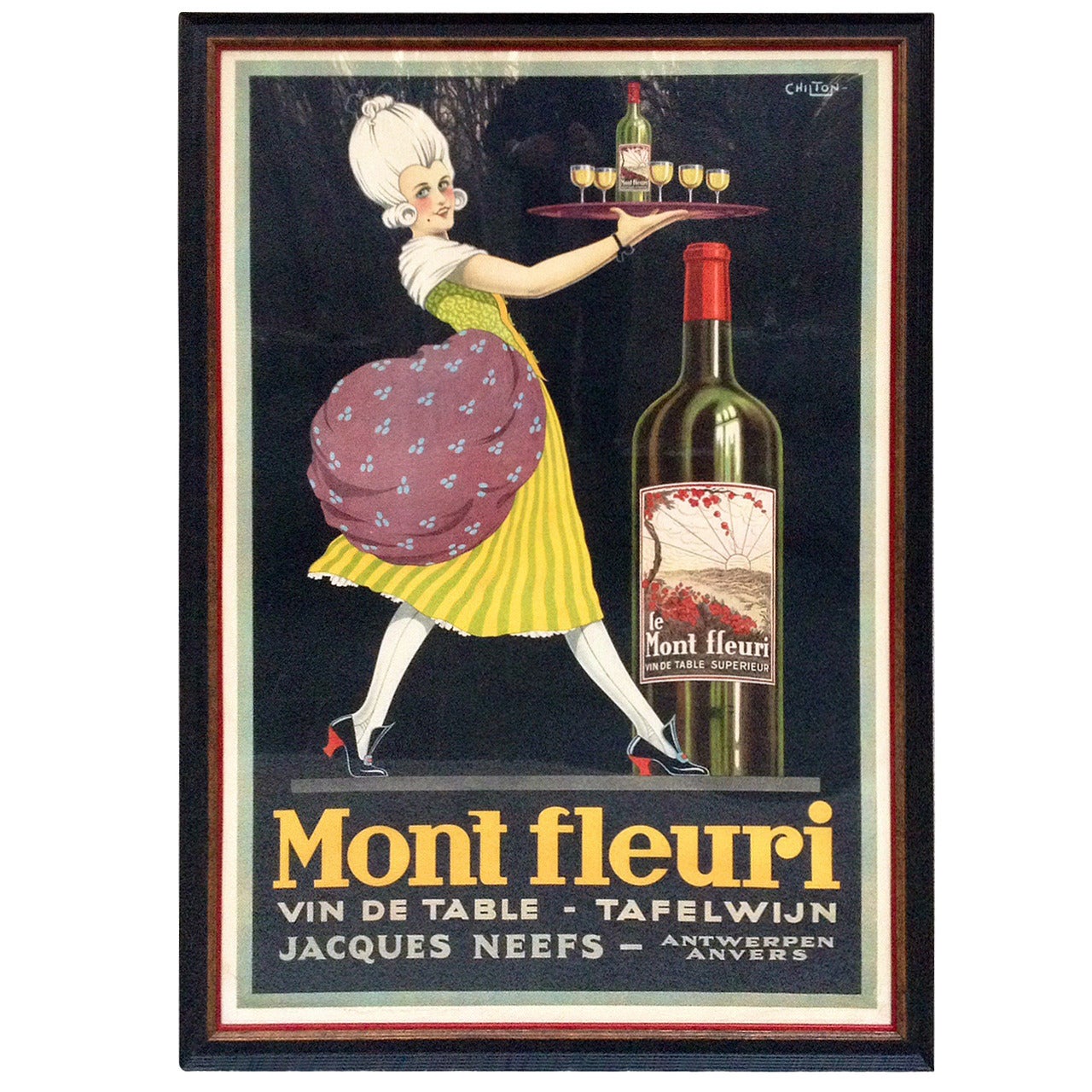 Rare "Chilton" French Wine Poster Mont Fleuri Jacques Neefs