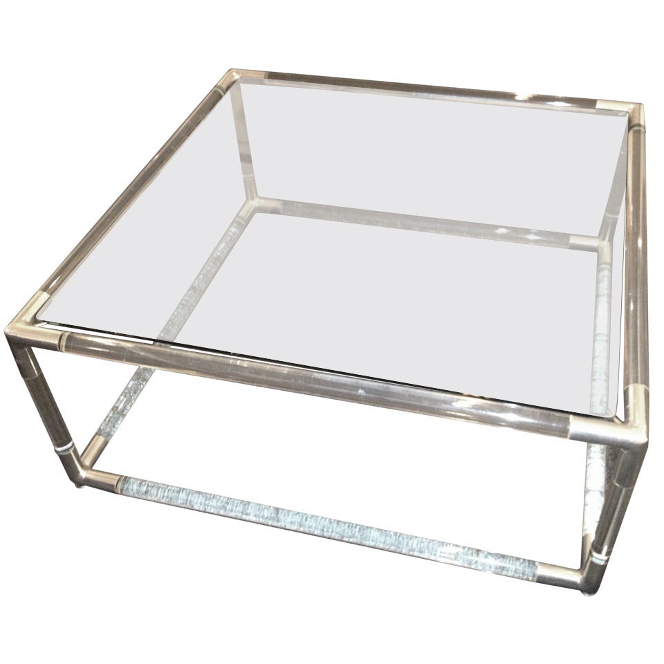 Charle Hollis Jones Lucite Square cocktail table For Sale