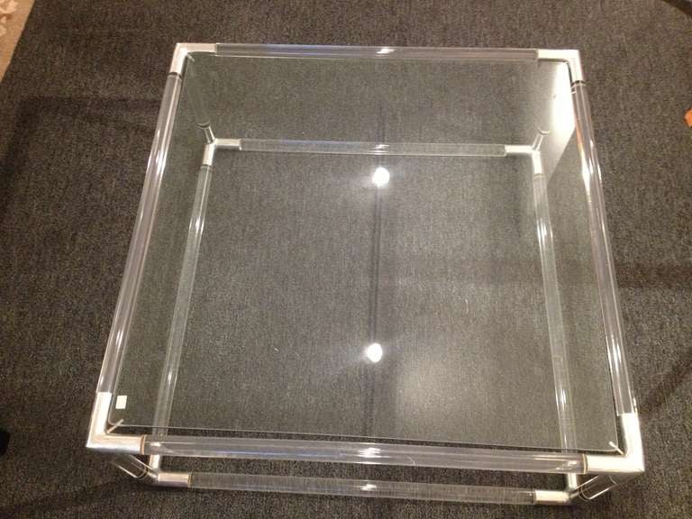 Charle Hollis Jones Lucite Square cocktail table In Excellent Condition For Sale In Westport, CT