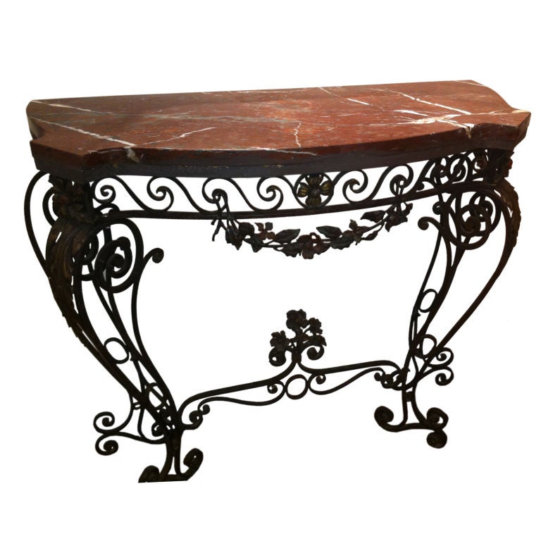 1930's wrought iron Console table For Sale at 1stdibs
