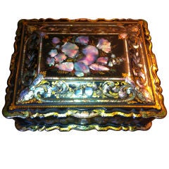 Papier Mâché Massive Size Fine Quality 19th Century Sewing Box or Jewelry Box