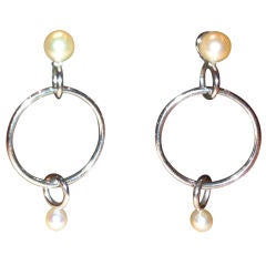 hermes 18k pearl earrings