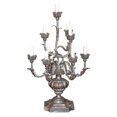 Italian Tole and Silver Giltwood Lamp