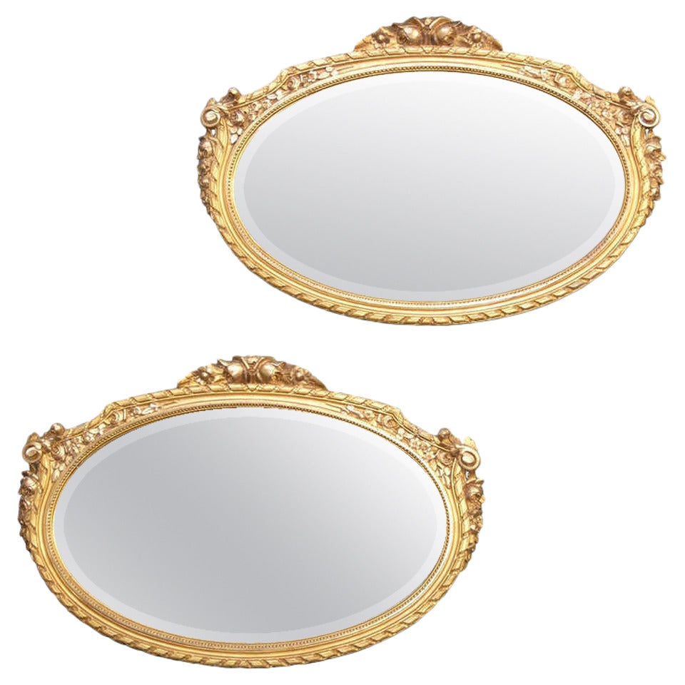 Pair of 24-Karat Giltwood Mirrors For Sale