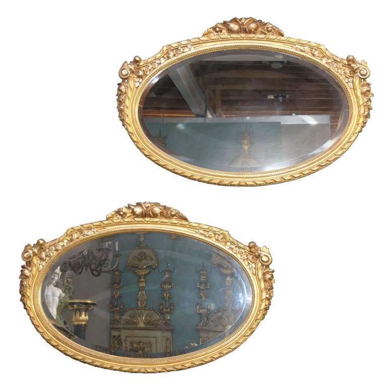Pair of 24-Karat Giltwood Mirrors For Sale 2