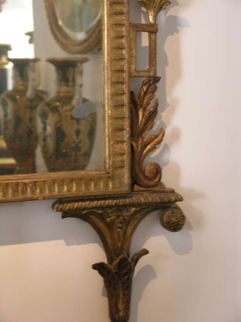 Gold Leaf 18th Century Italian Neoclassical Giltwood Mirror For Sale