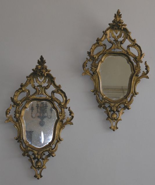 Fine pair of Venetian giltwood mirrors.