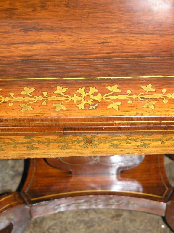 Brass 19th Century Rosewood Game Table
