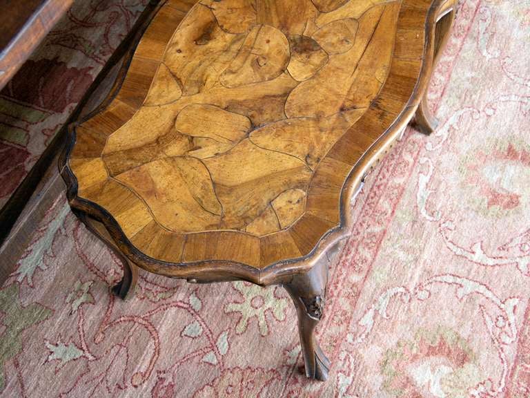 Italian Marquetry Walnut Side Table For Sale