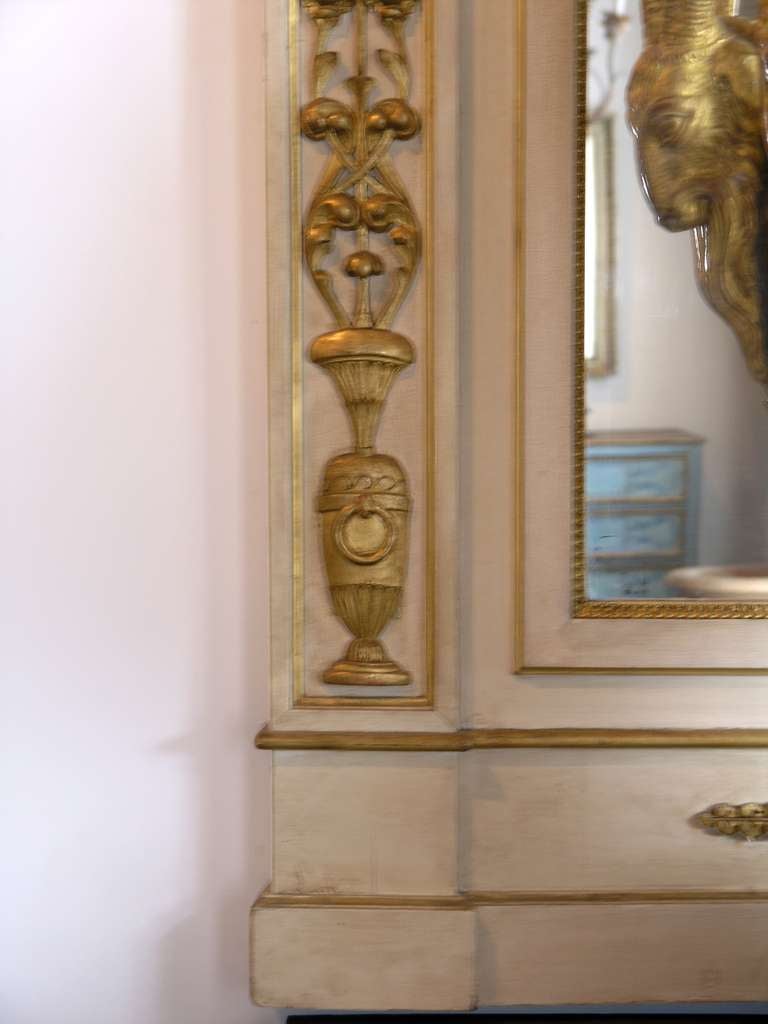 Louis XVI  Pair of Parcel-Gilt and Ivory Paint Trumeau Mirrors For Sale