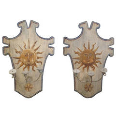 Large Tuscan Painted Sconces, Early 20th Century