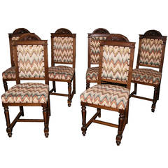 Set of Six Tuscan Walnut Chairs
