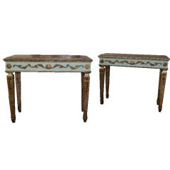 Fine Pair of Neoclassical Marble Top Consoles