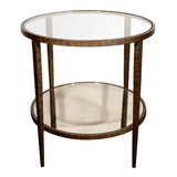 Bronze Two Tier Occasional Table with Glass and Antique Mirrored Tops 